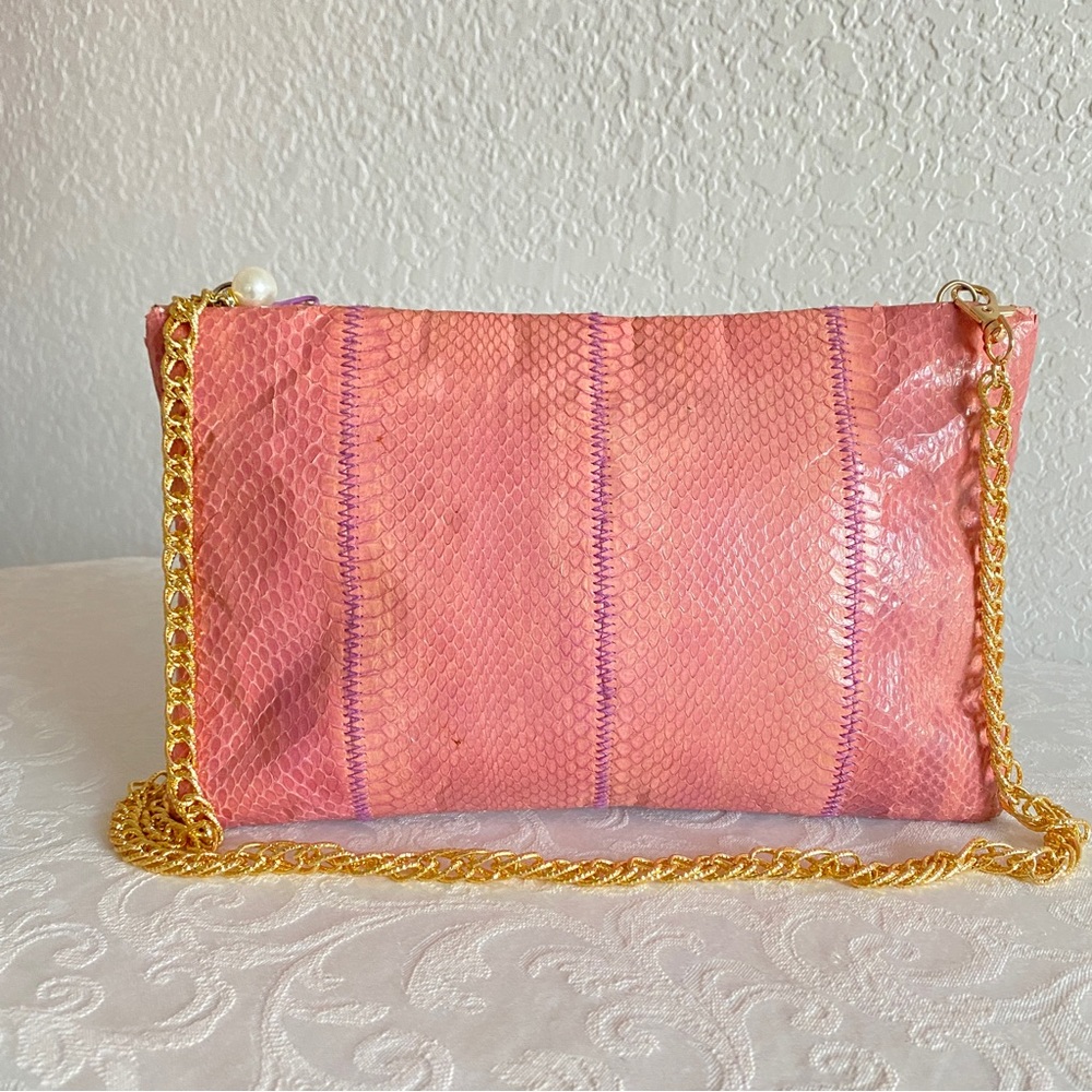 Pink snake skin bag